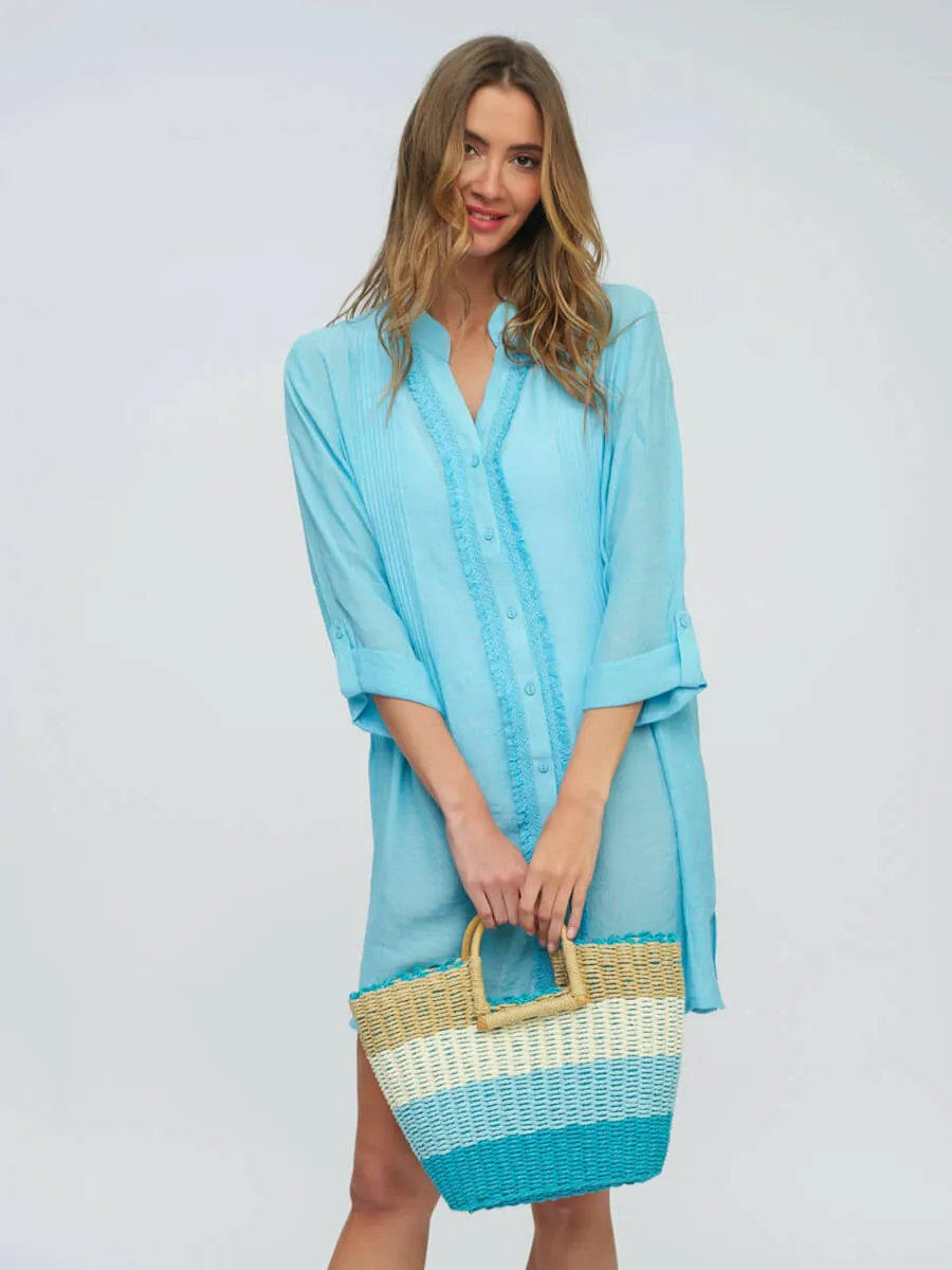 Reeva Beach Shirt in Pale Turquoise