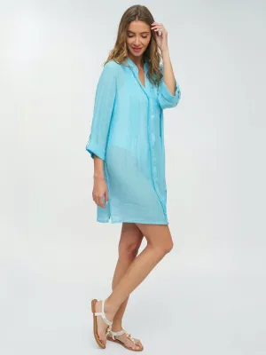 Reeva Beach Shirt in Pale Turquoise