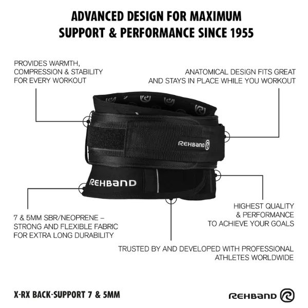 Rehband X-RX Back Support 7mm | 2-in-1 Back Support with Lifting Belt