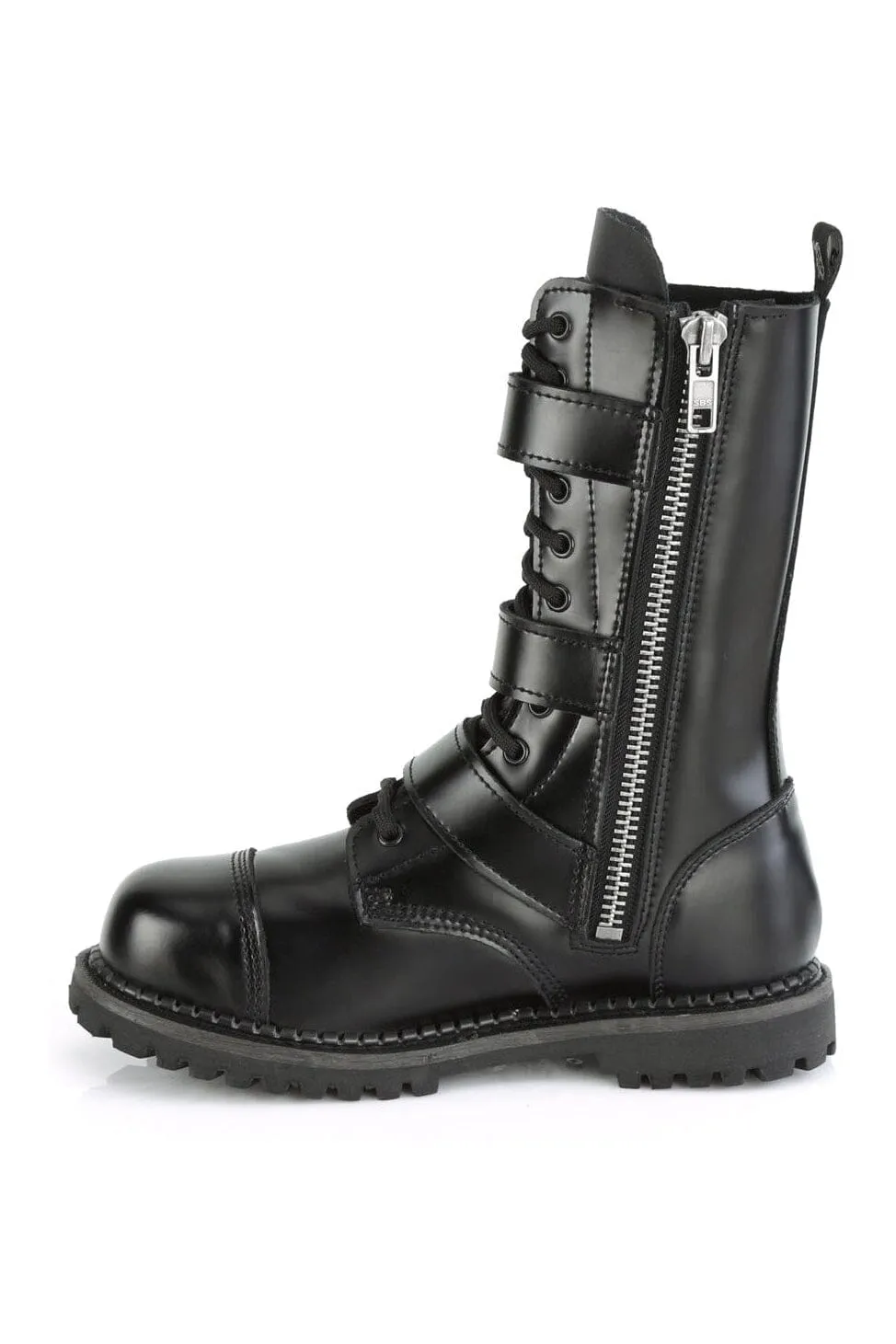 RIOT-12BK Black Leather Ankle Boot