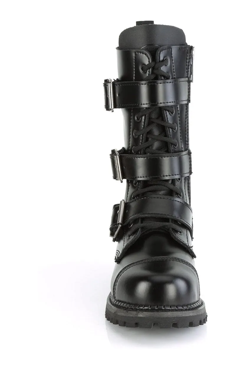 RIOT-12BK Black Leather Ankle Boot