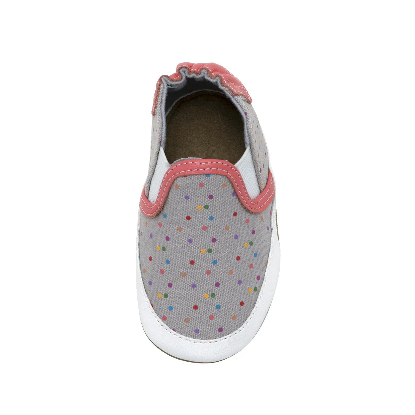 Robeez Soft Soles - Polka Dot Polly Grey Canvas