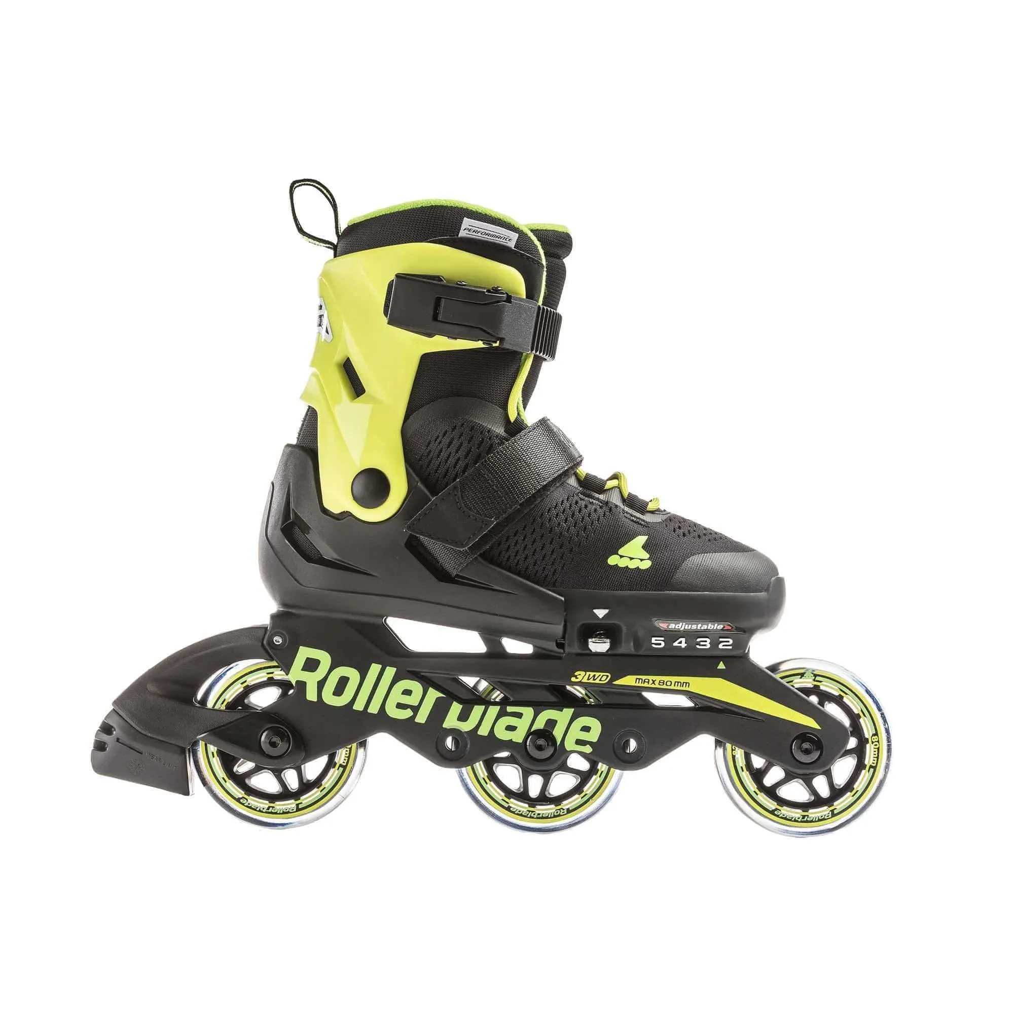Rollerblade Microblade 3WD Kids Adjustable Inline Skates - Black/Lime
