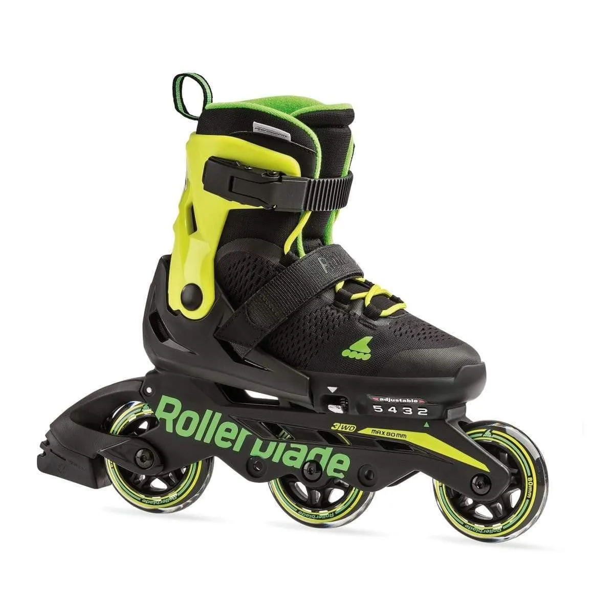 Rollerblade Microblade 3WD Kids Adjustable Inline Skates - Black/Lime