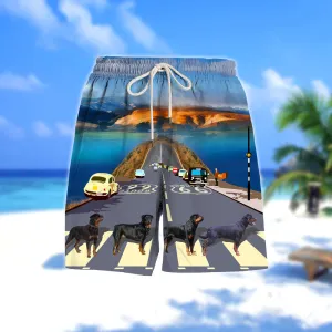 Rottweiler Cross the road- Men Hawaii Beach Shorts
