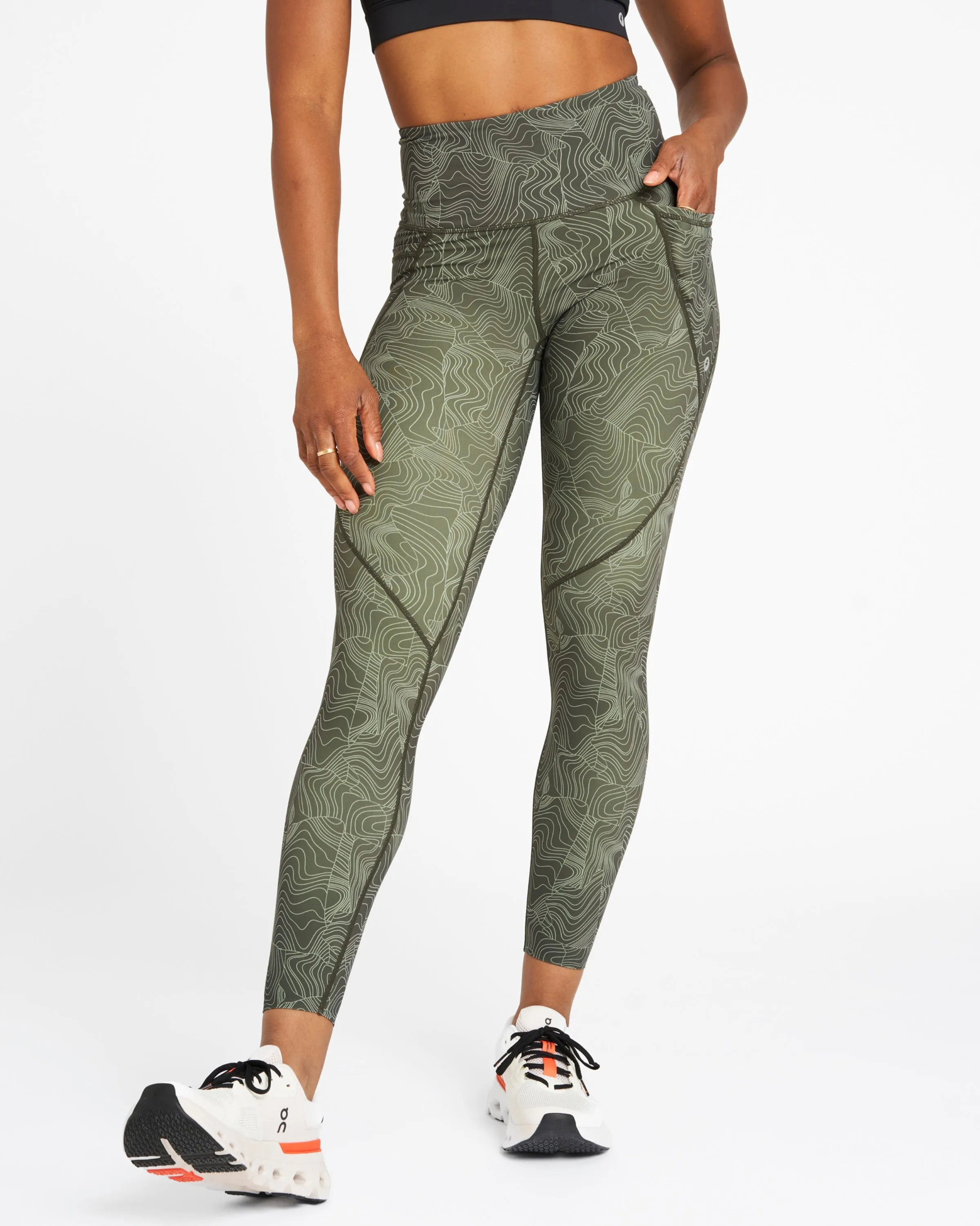 Sculpt High-Waisted Leggings Wave Print Climbing Ivy