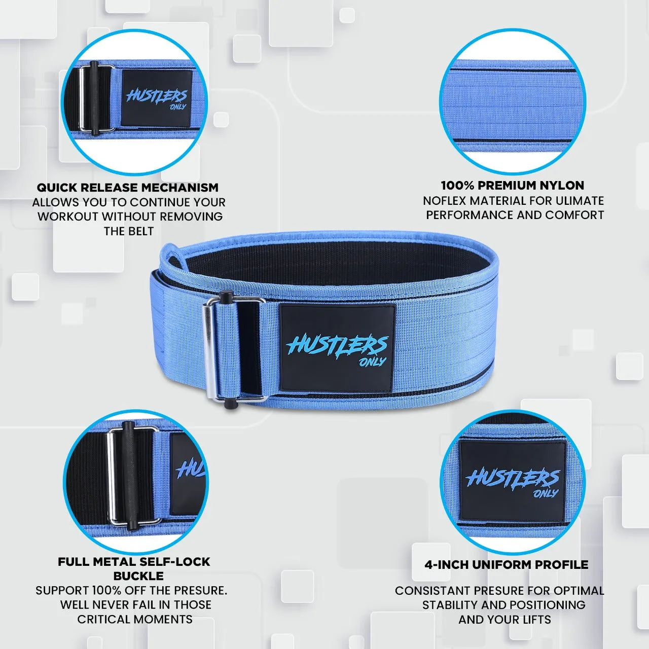 Self Locking Weightlifting Belt - Blue
