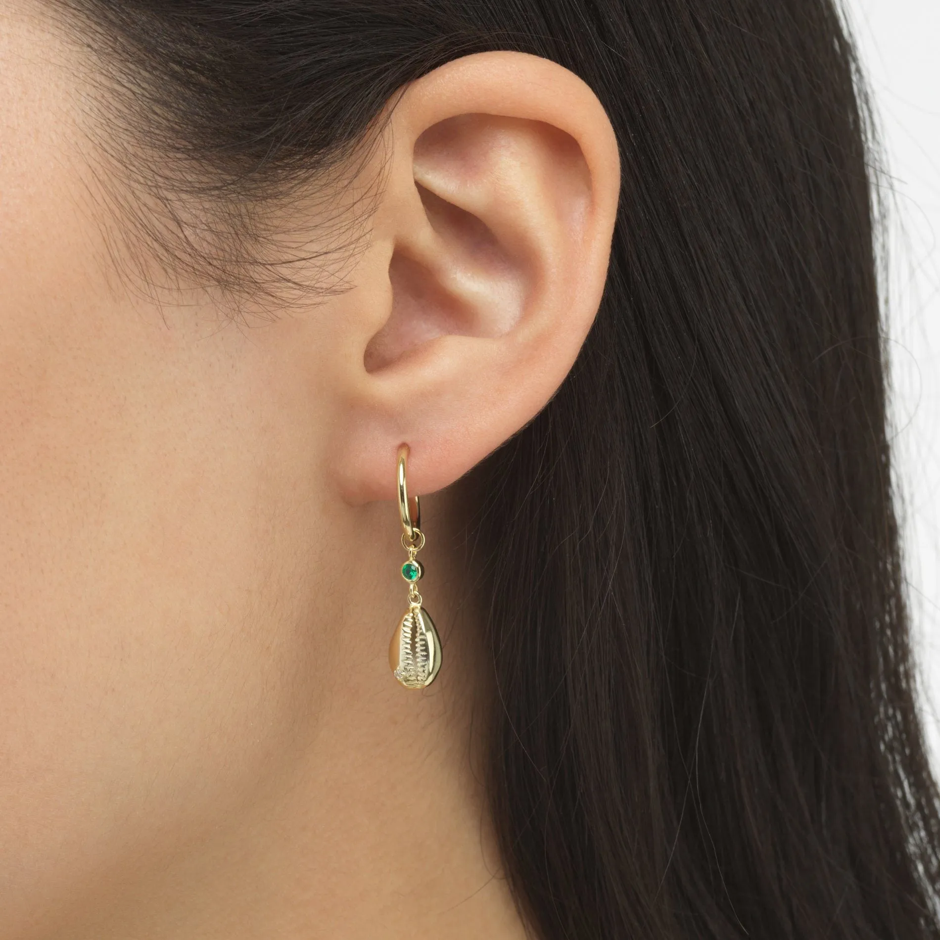Shell Bezel Hoop Earring