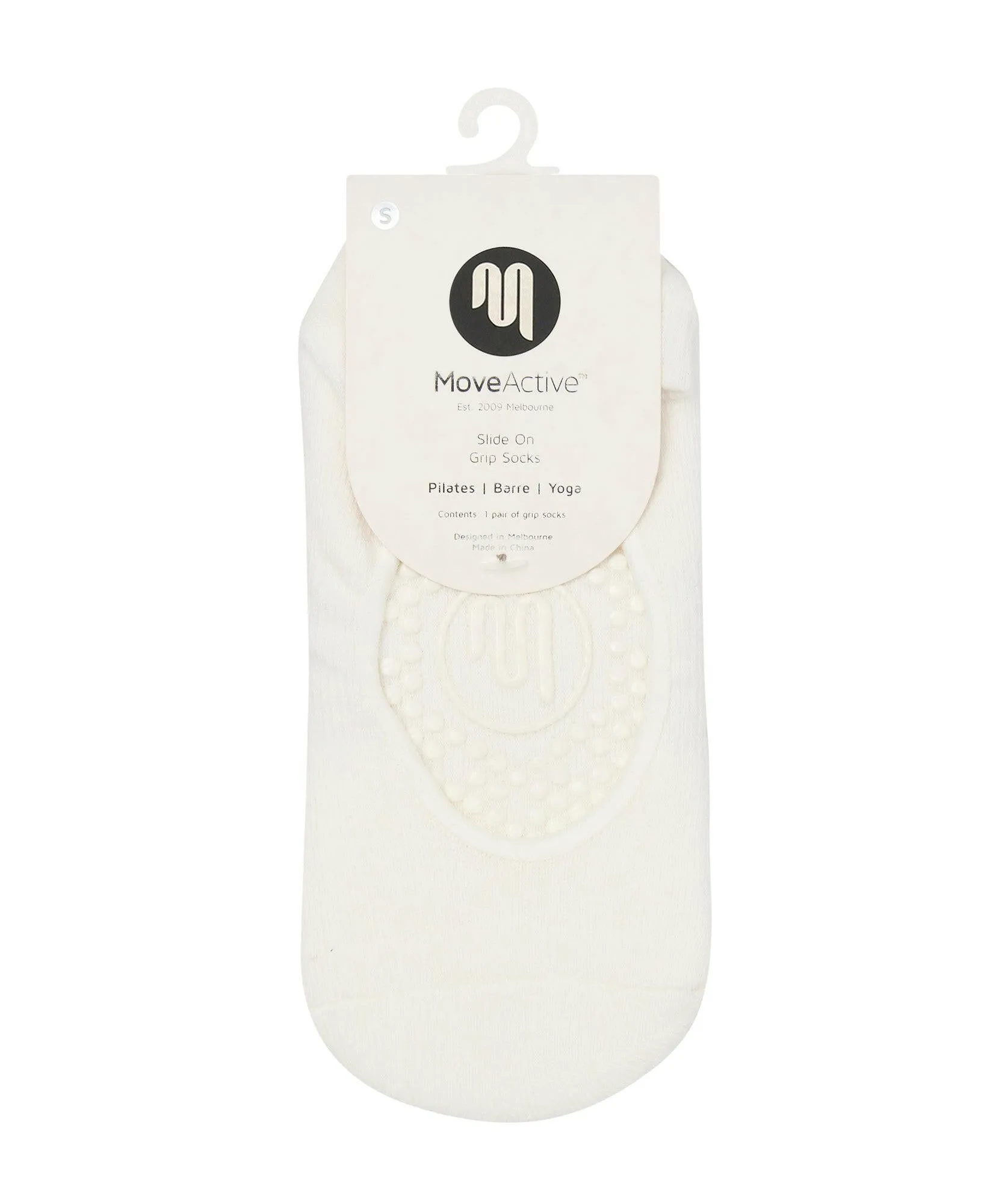 Slide On Non Slip Grip Socks - Ivory