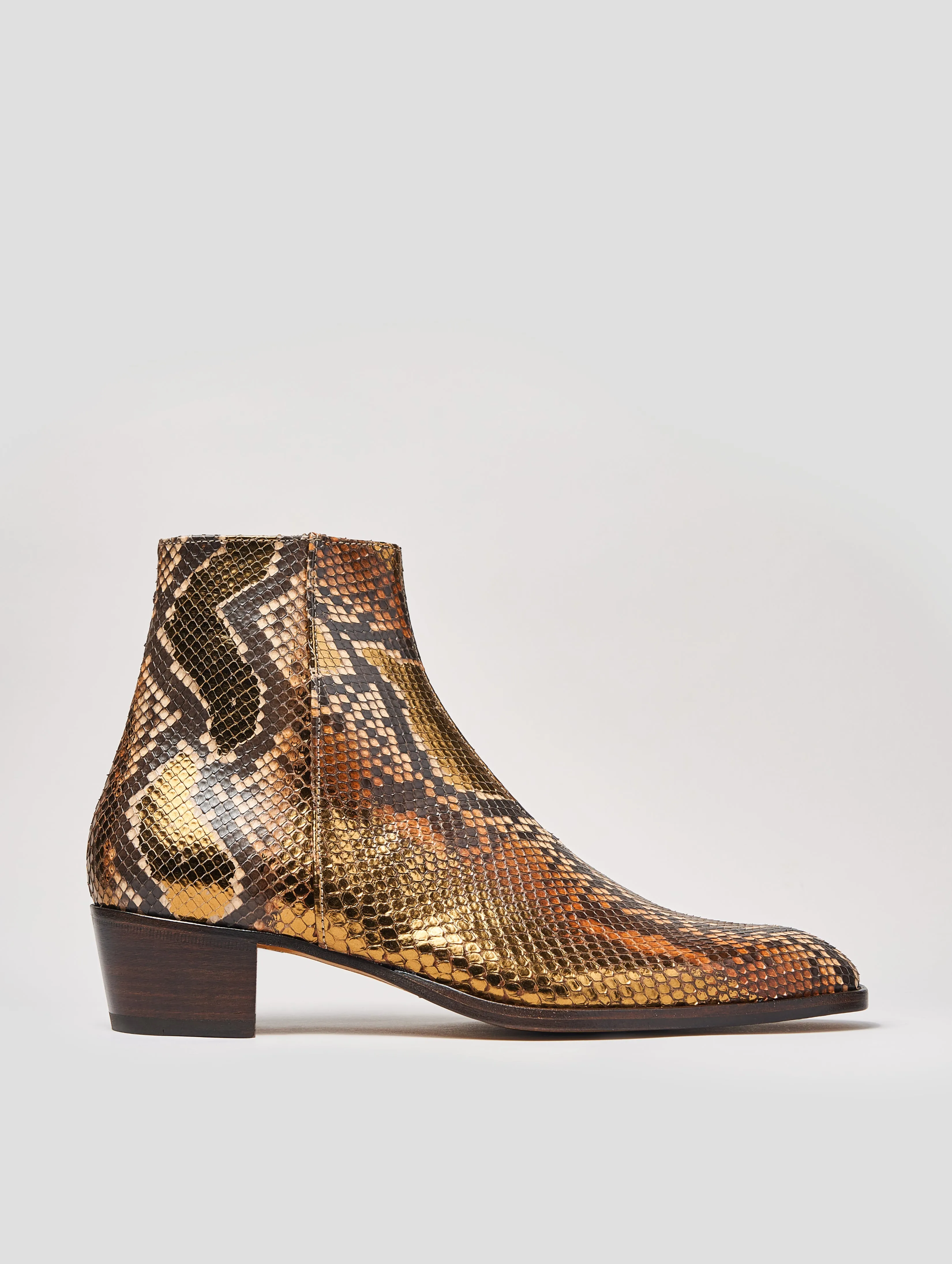 SONNY "SPECIAL EDITION" 40MM ANKLE BOOT IN GOLD SNAKESKIN