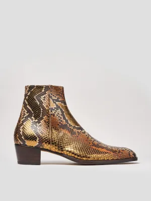 SONNY "SPECIAL EDITION" 40MM ANKLE BOOT IN GOLD SNAKESKIN