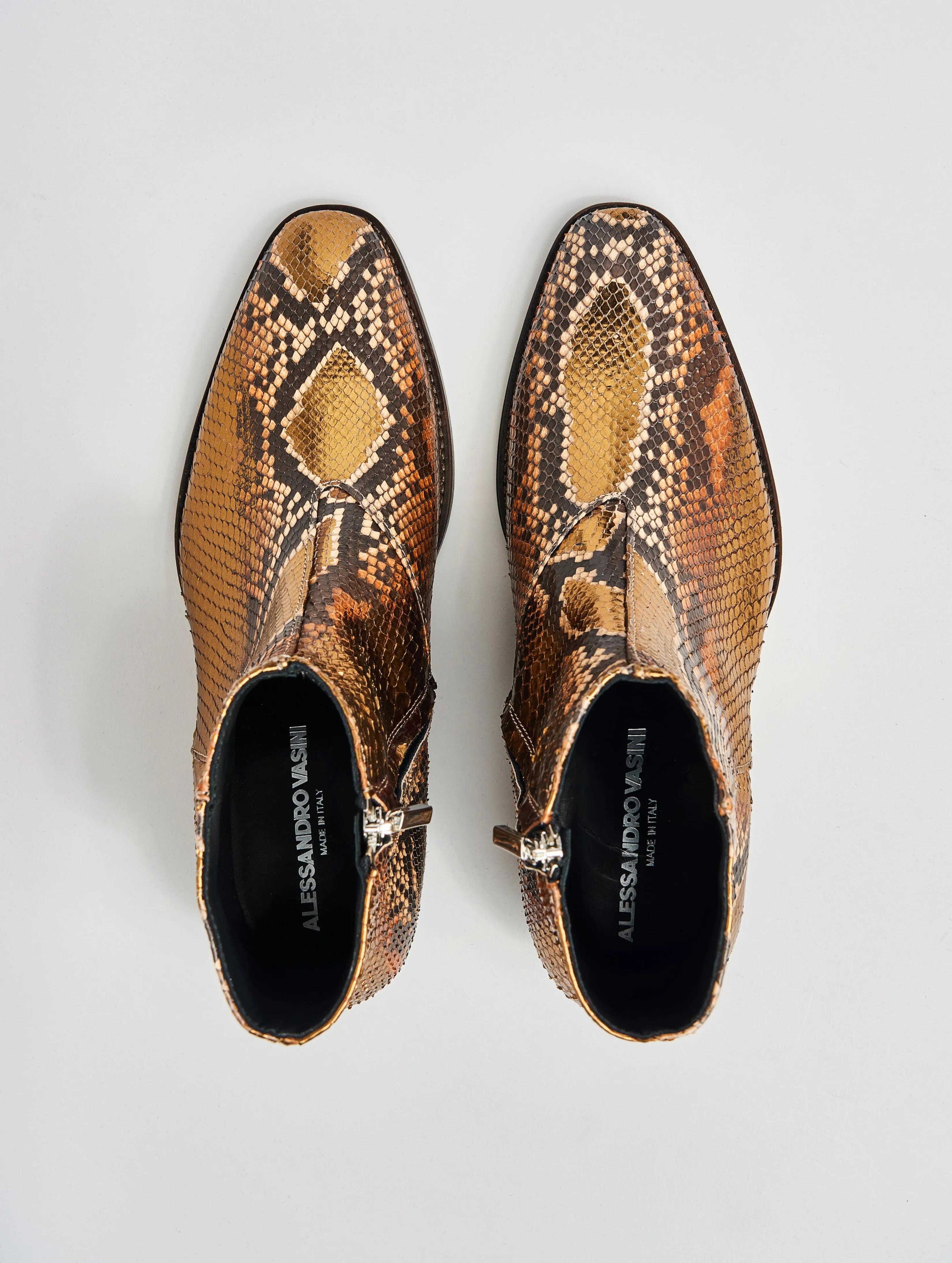 SONNY "SPECIAL EDITION" 40MM ANKLE BOOT IN GOLD SNAKESKIN
