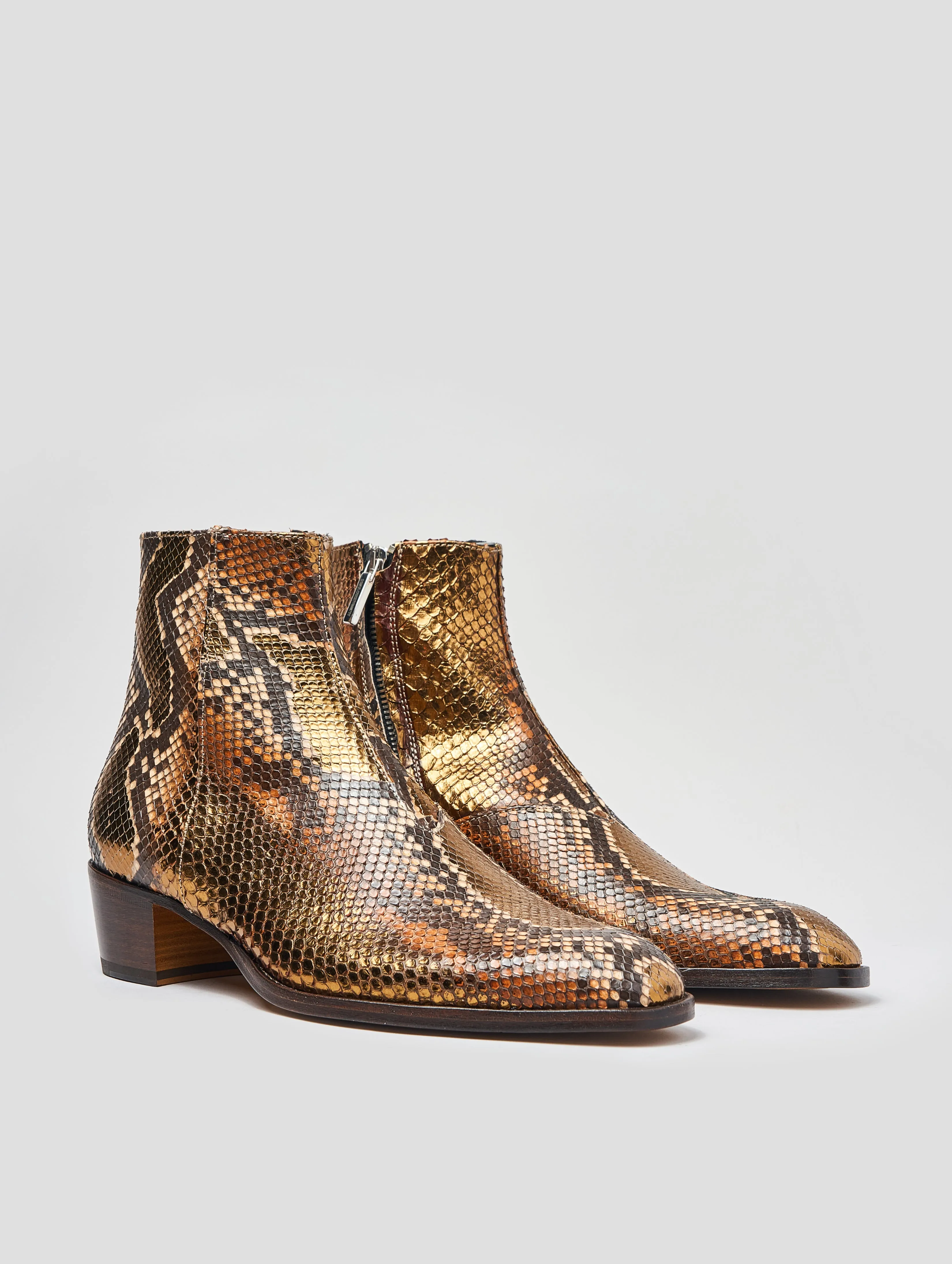 SONNY "SPECIAL EDITION" 40MM ANKLE BOOT IN GOLD SNAKESKIN