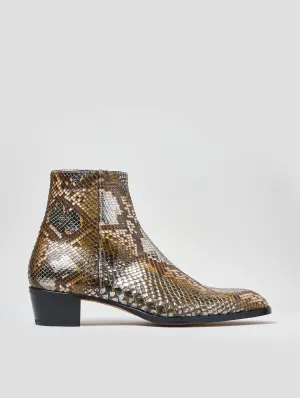 SONNY "SPECIAL EDITION" 40MM ANKLE BOOT IN SILVER SNAKESKIN