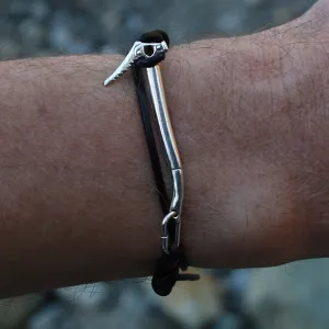 Sterling Ice Tool Ice Axe Leather Cord Bracelet