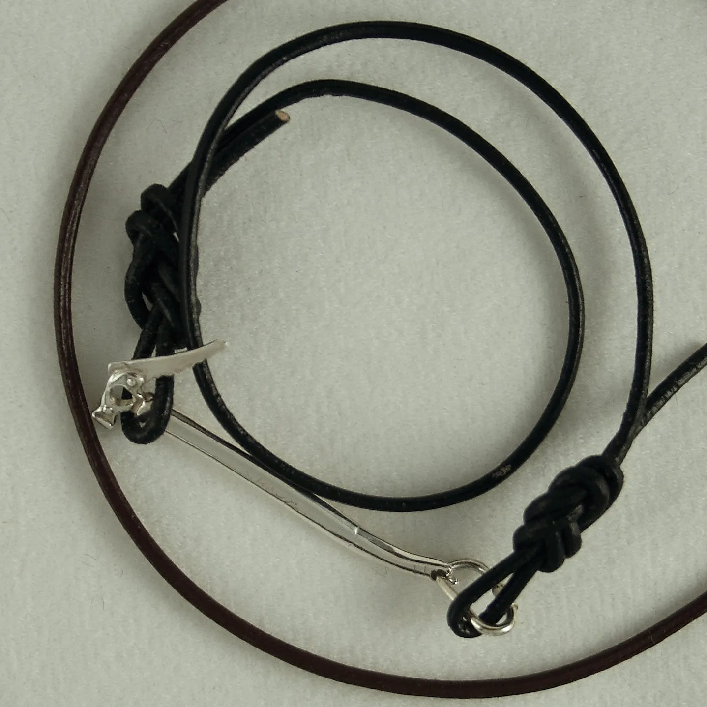 Sterling Ice Tool Ice Axe Leather Cord Bracelet