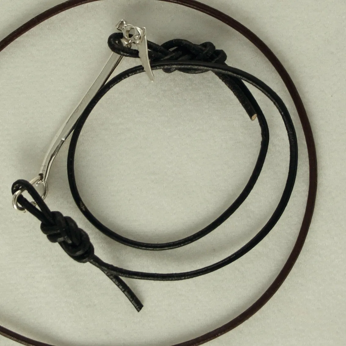 Sterling Ice Tool Ice Axe Leather Cord Bracelet