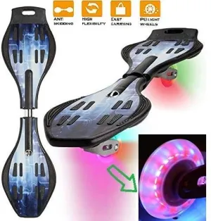 Tec Tavakkal® Wave Board, Skate Board 31 x 8 Inch with Carry Bag LED Flash Colourful Lights on Wheels Upto 100 KG - Blue