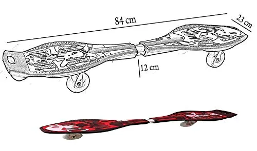 Tec Tavakkal® Wave Board, Skate Board 31 x 8 Inch with Carry Bag LED Flash Colourful Lights on Wheels Upto 100 KG - Blue