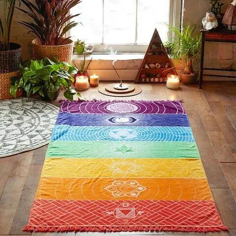 Thin 7 Chakra Rainbow Yoga Beach Towel Mat