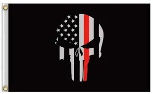 Thin Red Line Punisher Flag with Grommets 3 X 5 Feet