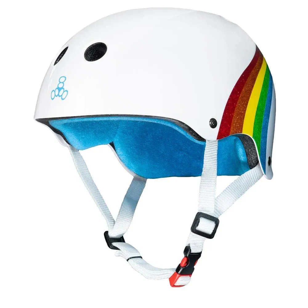 TRIPLE 8 - THE CERTIFIED HELMET - WHITE OR BLACK RAINBOW SPARKLE