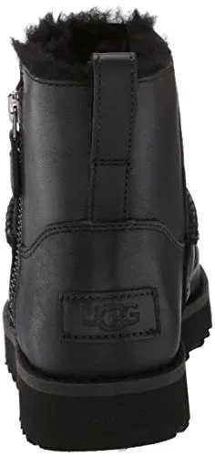 UGG womens Classic Zip Mini Ankle Boot, Black Leather, 8 US