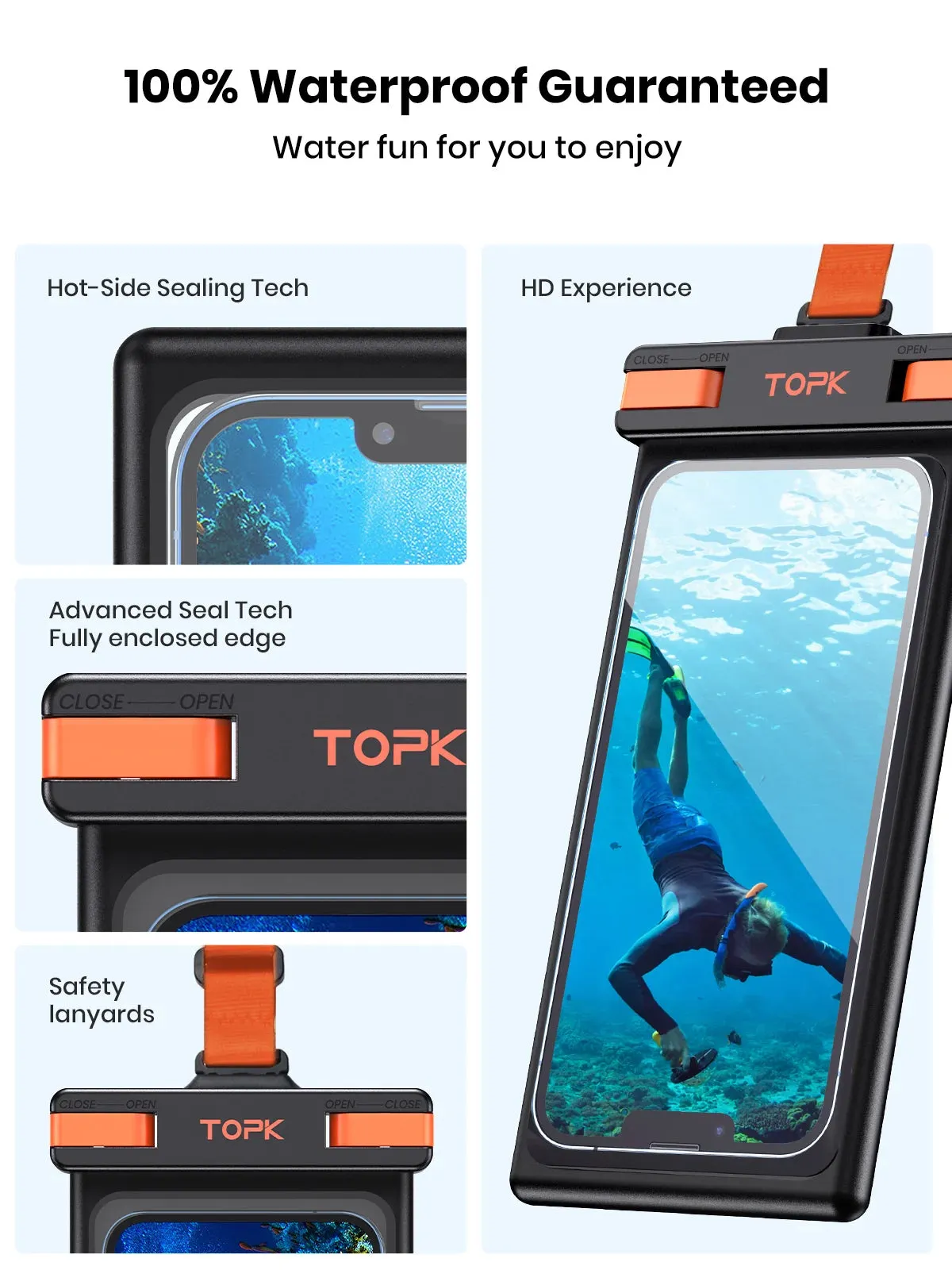 Waterproof Phone Pouch Screen Touchable PX8 Case Compatible Phone Up to 7.0 inch