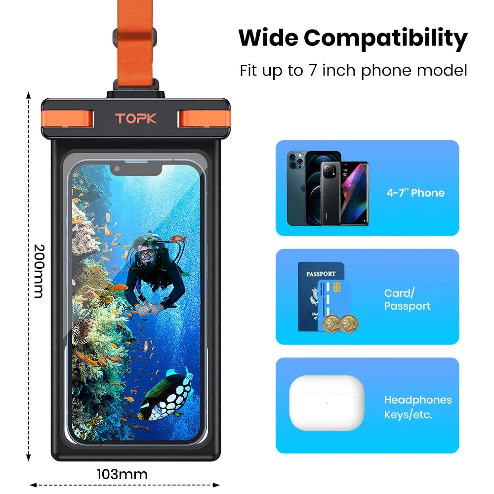 Waterproof Phone Pouch Screen Touchable PX8 Case Compatible Phone Up to 7.0 inch