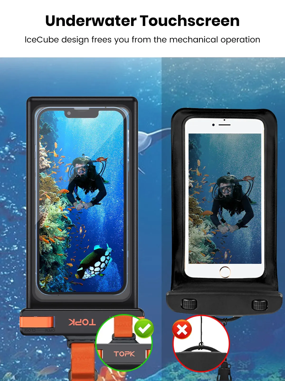 Waterproof Phone Pouch Screen Touchable PX8 Case Compatible Phone Up to 7.0 inch