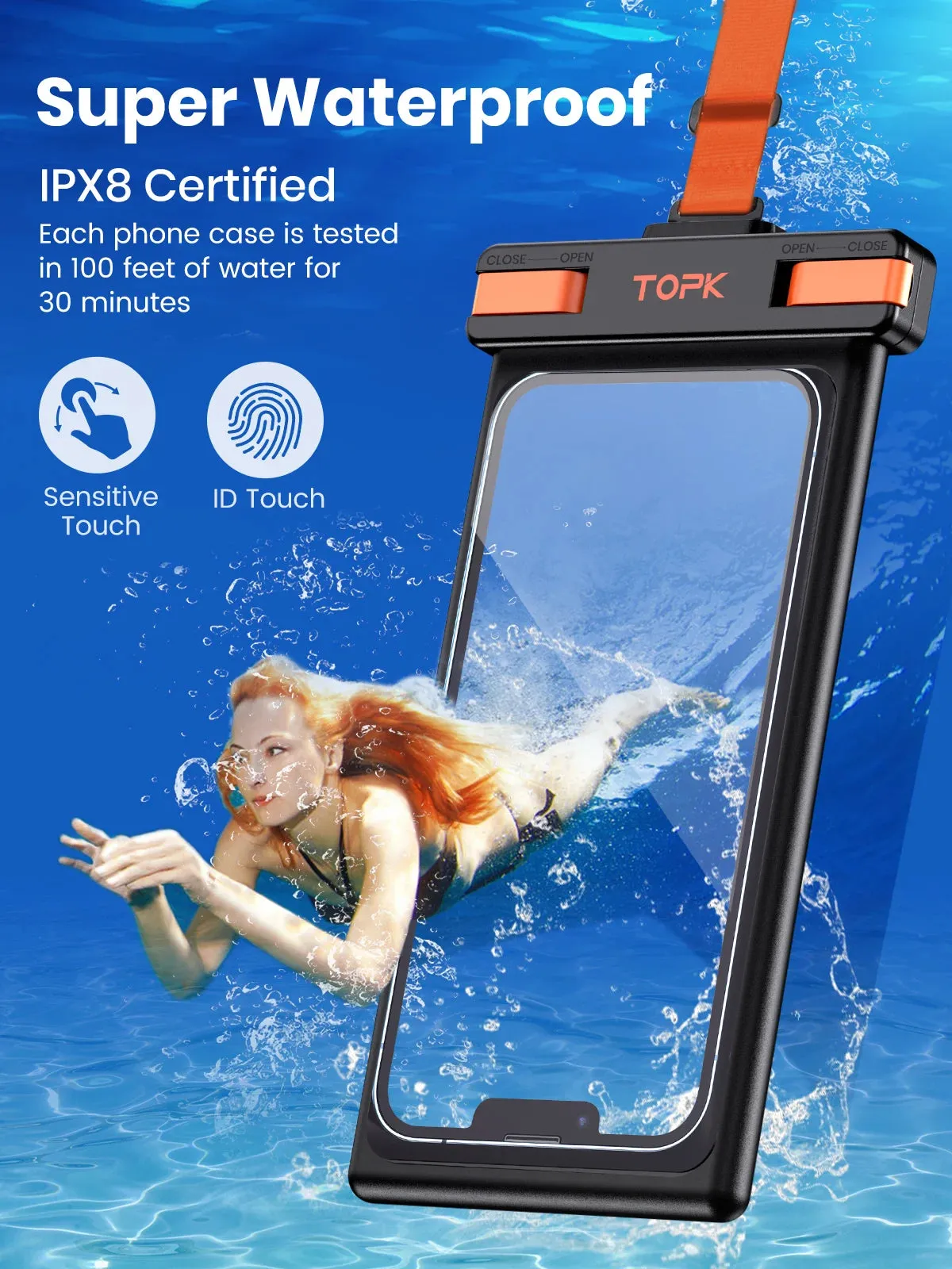 Waterproof Phone Pouch Screen Touchable PX8 Case Compatible Phone Up to 7.0 inch