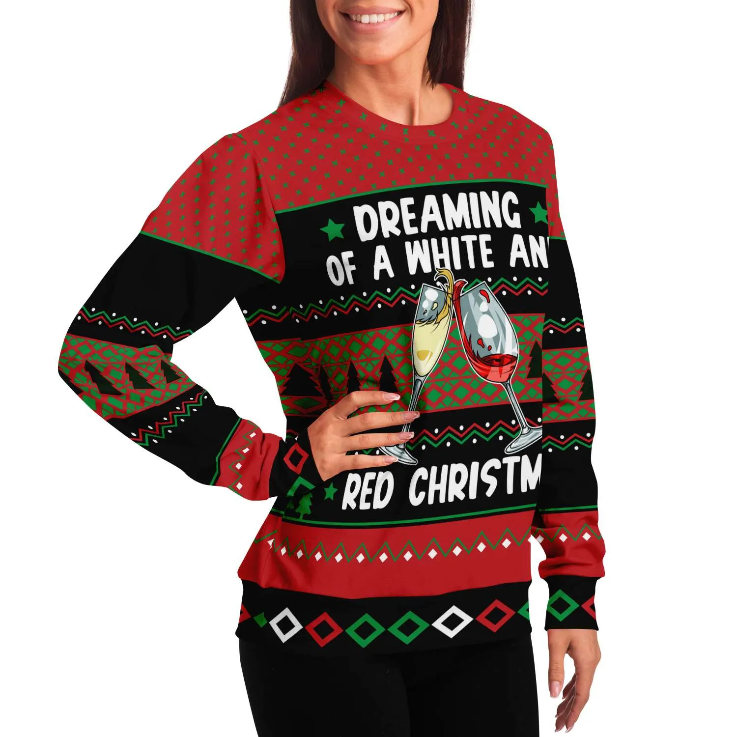 White and Red Christmas - Athletic Sweatshirt