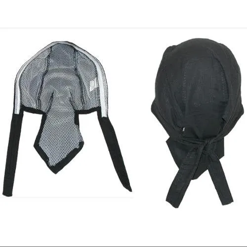 White Bandana Dorag Cap with Sweatband and Mesh Liner, Cotton Solid Motorcycle Biker Durag Skull Hat