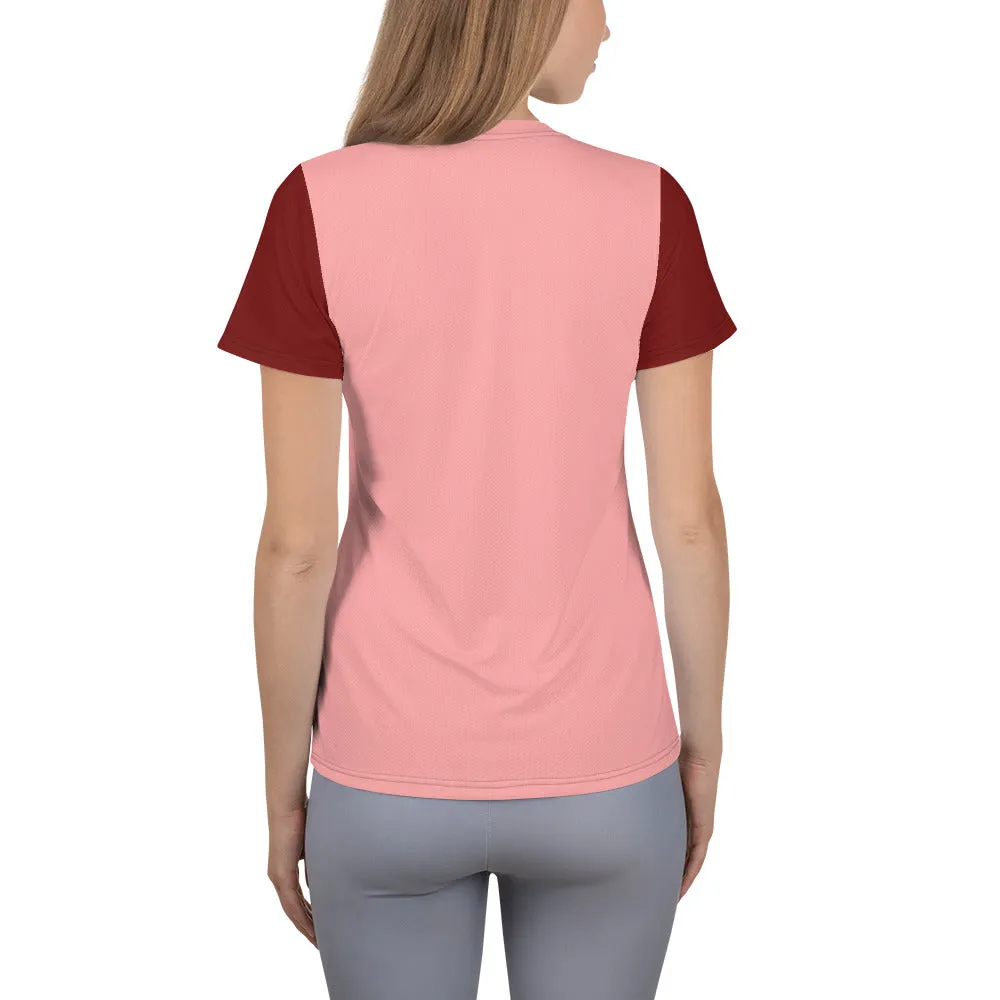 Women's Athletic T-Shirt Burgundy/Pink