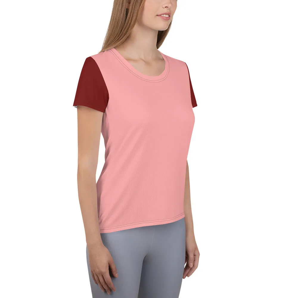 Women's Athletic T-Shirt Burgundy/Pink