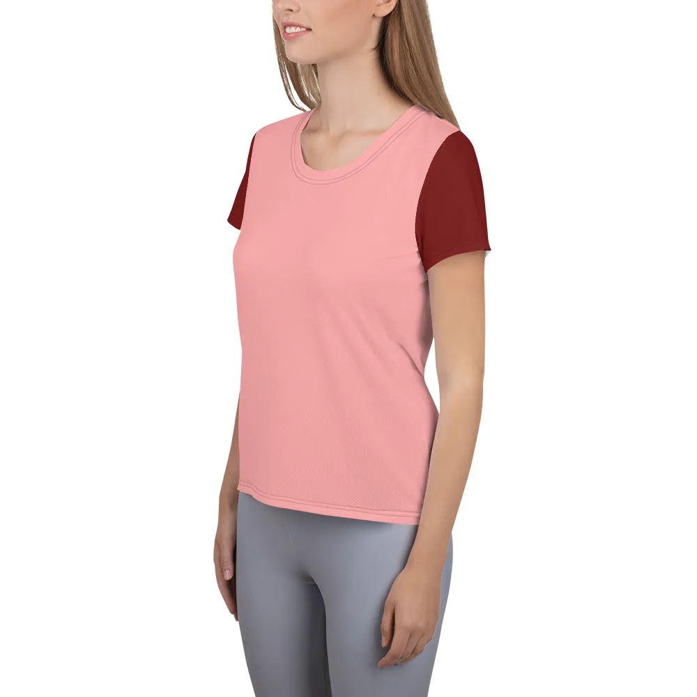 Women's Athletic T-Shirt Burgundy/Pink