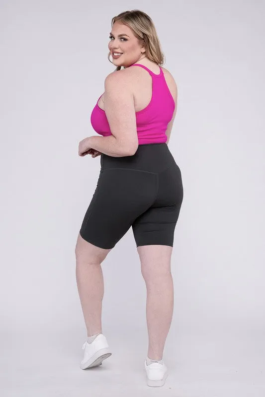ZENANA Plus Athletic High Rise Biker Shorts