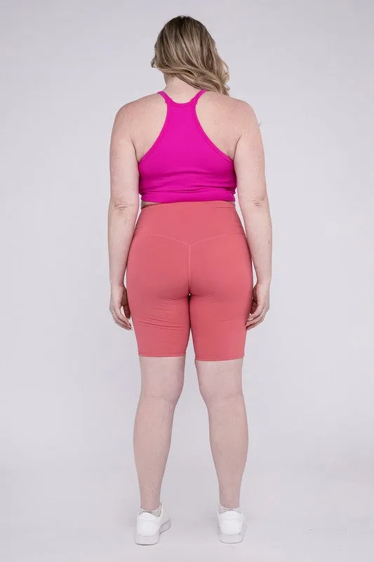 ZENANA Plus Athletic High Rise Biker Shorts