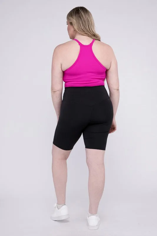 ZENANA Plus Athletic High Rise Biker Shorts