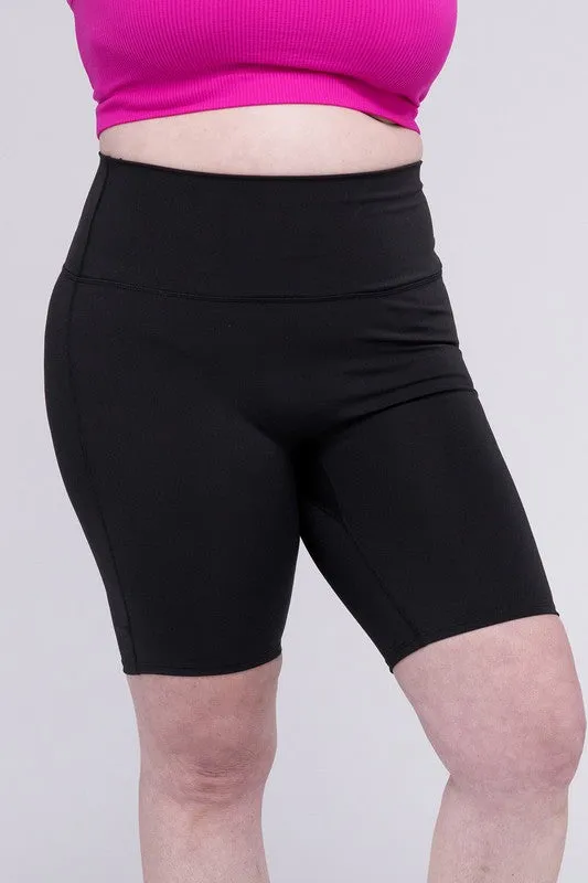 ZENANA Plus Athletic High Rise Biker Shorts