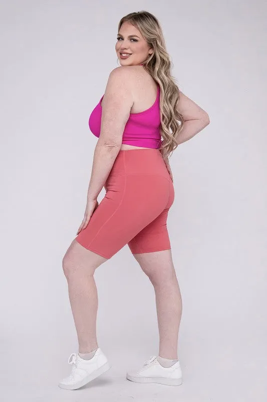 ZENANA Plus Athletic High Rise Biker Shorts