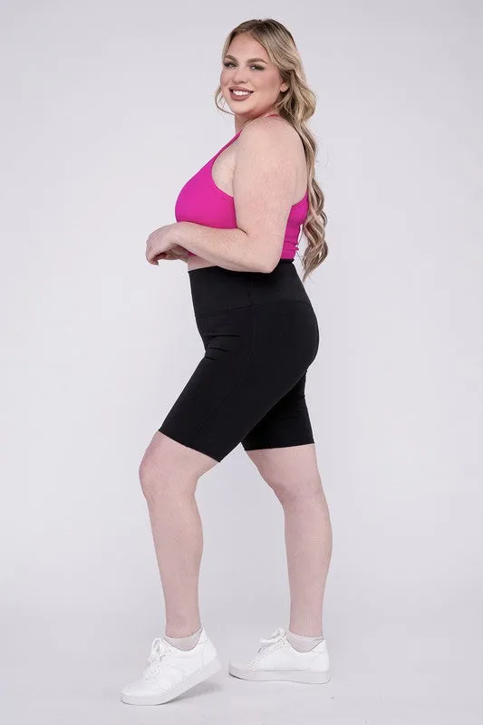 ZENANA Plus Athletic High Rise Biker Shorts