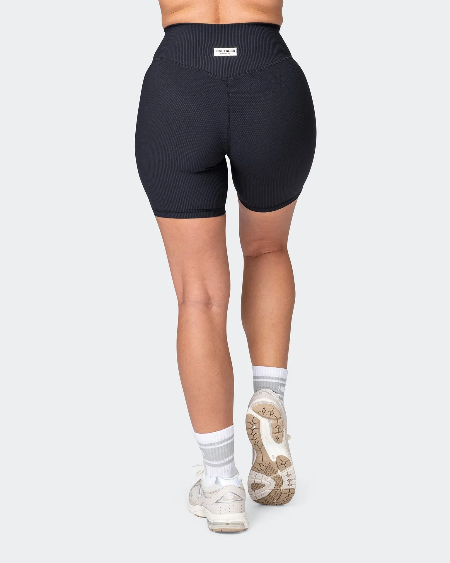 Zero Rise Rib Bike Shorts - Black (Silicone Logo)