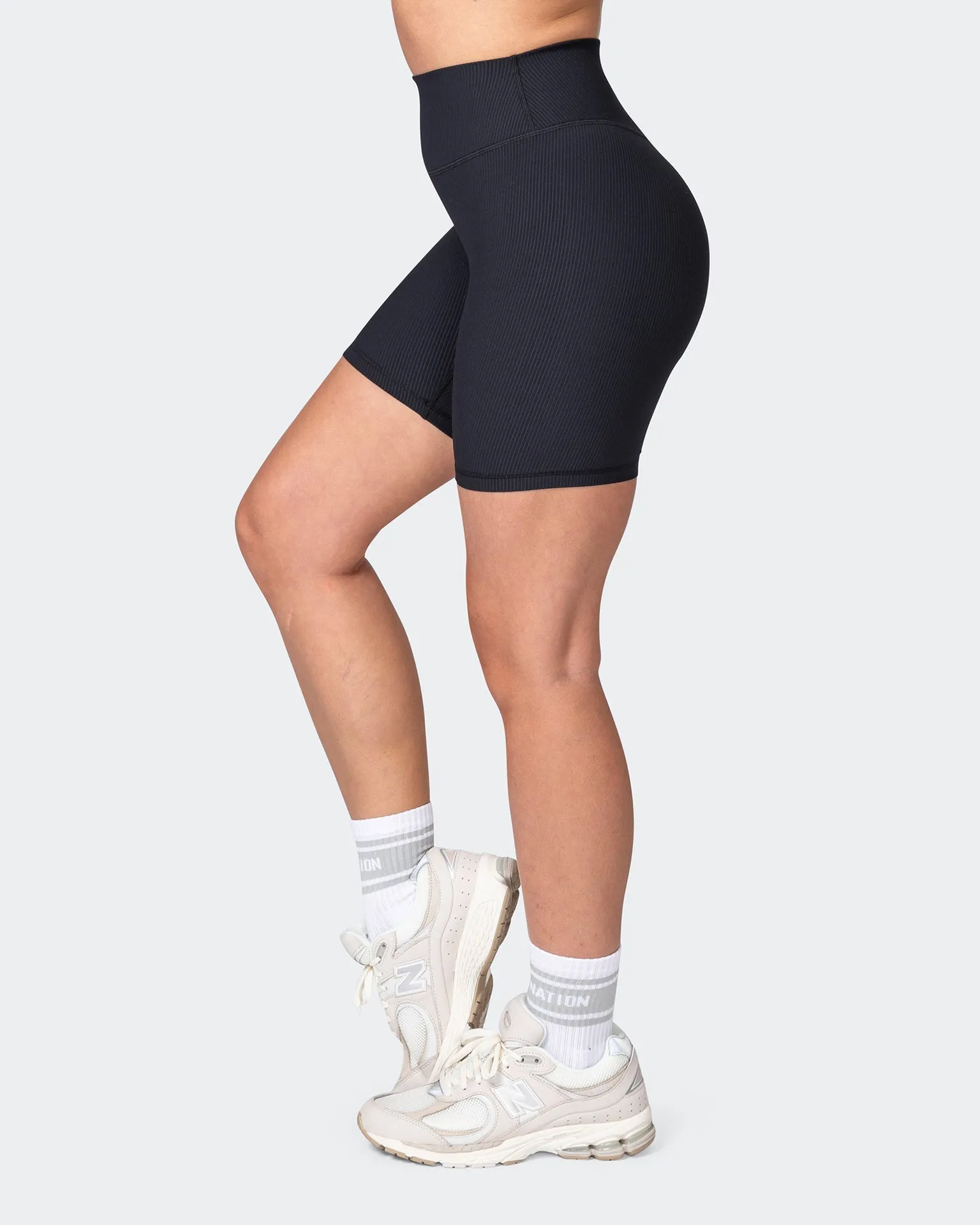 Zero Rise Rib Bike Shorts - Black (Silicone Logo)
