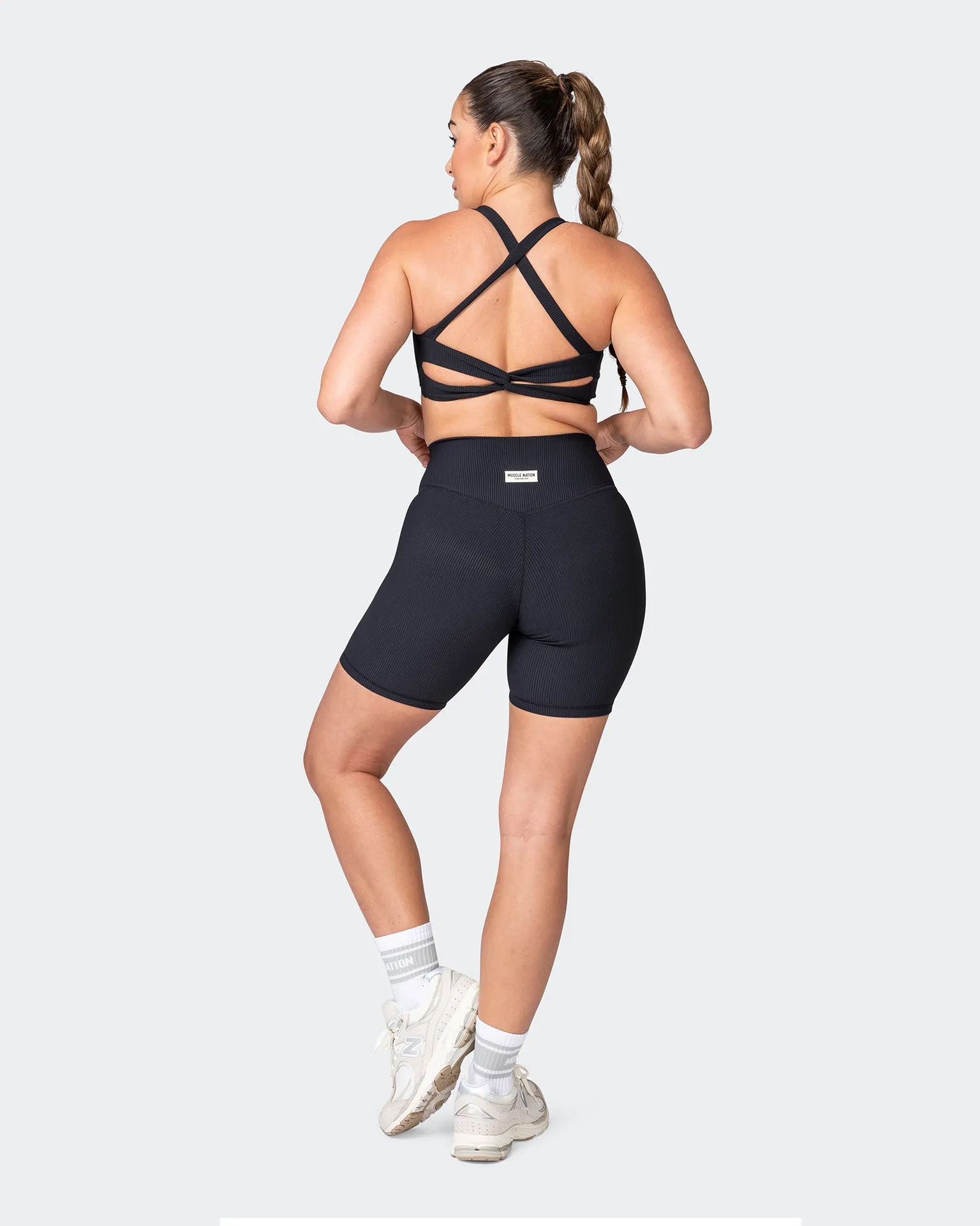 Zero Rise Rib Bike Shorts - Black (Silicone Logo)